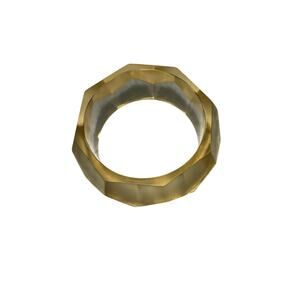 Iris Apfel & Bajalia Faceted Chunky Lucite Wide Bangle Translucent Amber Yellow